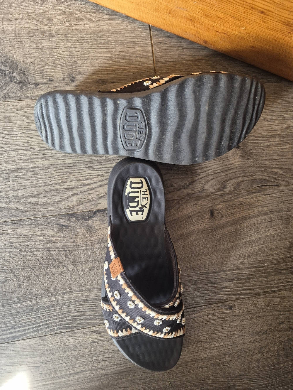 Hey Dude Women’s Black Floral Slip-On Sandals